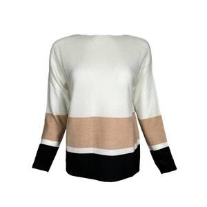 NEW HUBERT GASSER women stripes pullover sweater in cream
